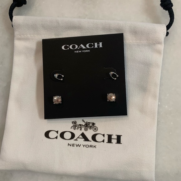NWT Coach Signature and Stone Stud Earrings Set - Picture 2 of 7